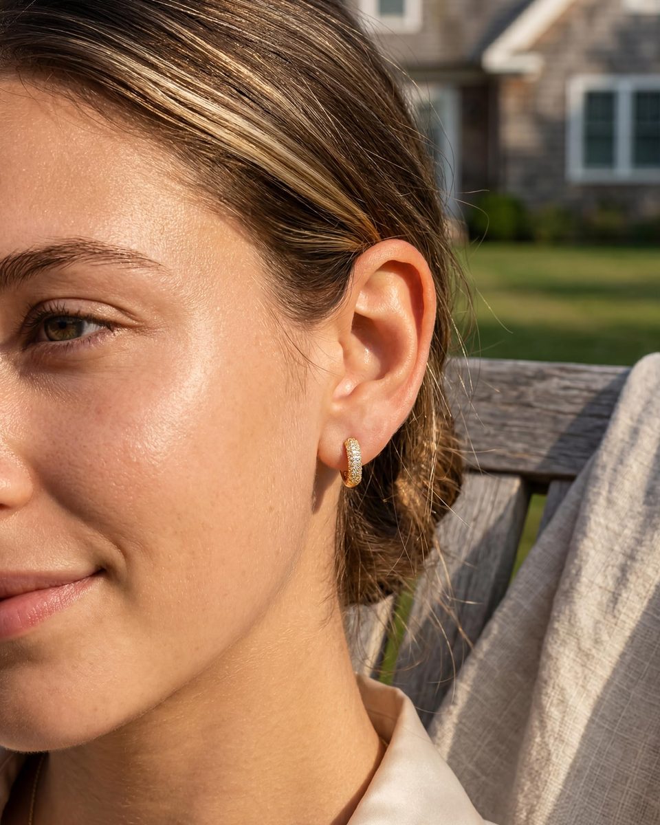 Dainty 14K Gold Huggie Earrings – photo 2