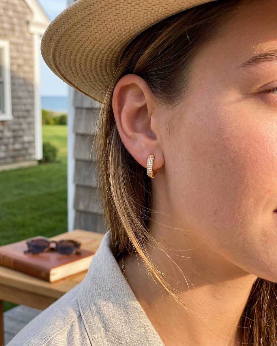 Dainty 14K Gold Huggie Earrings – photo 3