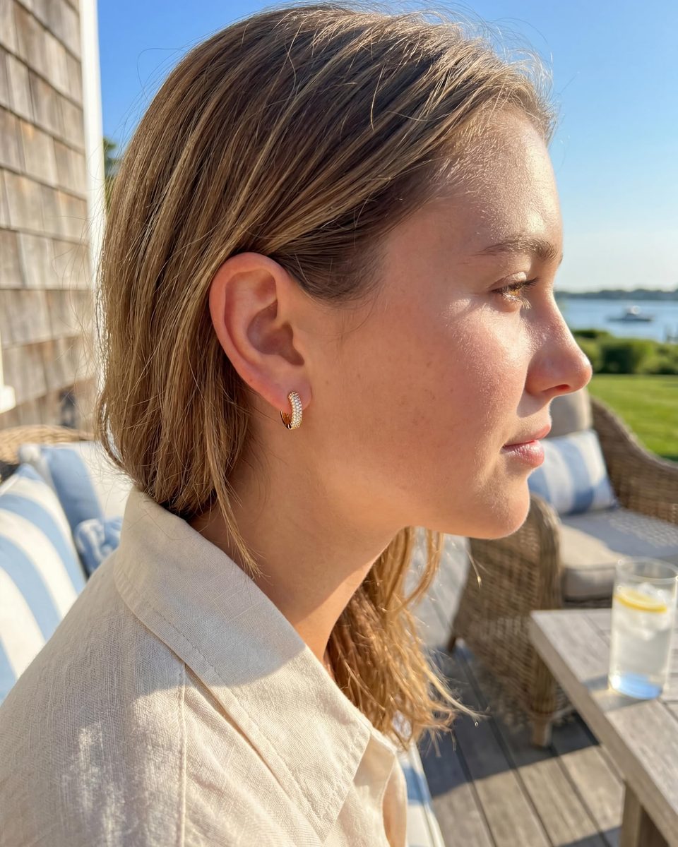 Dainty 14K Gold Huggie Earrings – photo 7