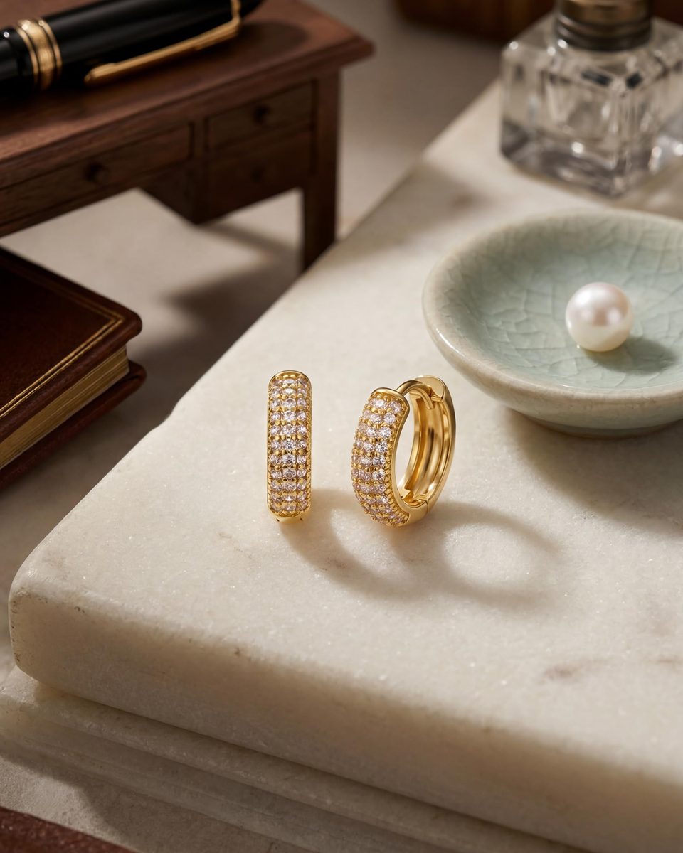 Dainty 14K Gold Huggie Earrings – photo 9