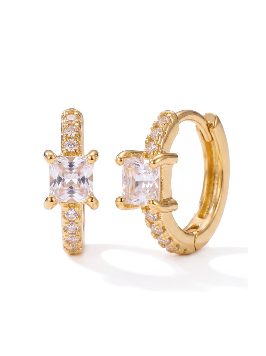 Trendy 14K Gold Huggie Earrings