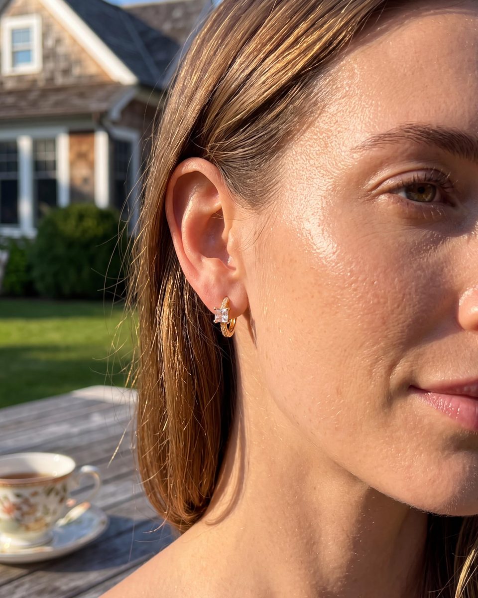 Trendy 14K Gold Huggie Earrings – photo 2