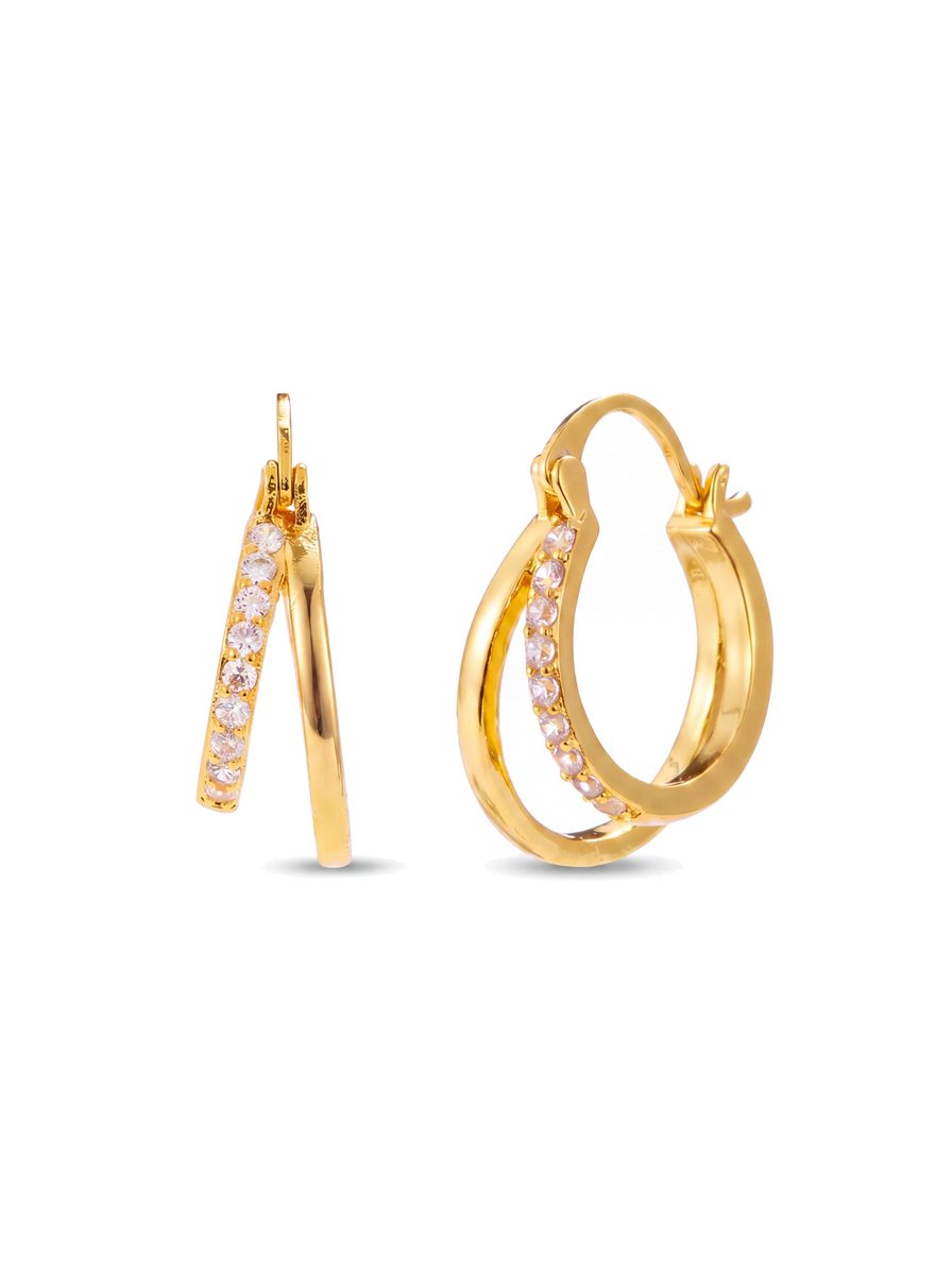 Trendy 14K Gold Huggie Earrings