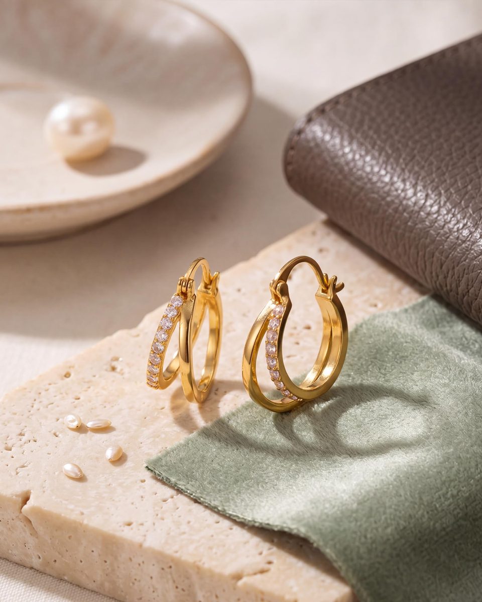 Trendy 14K Gold Huggie Earrings – photo 5