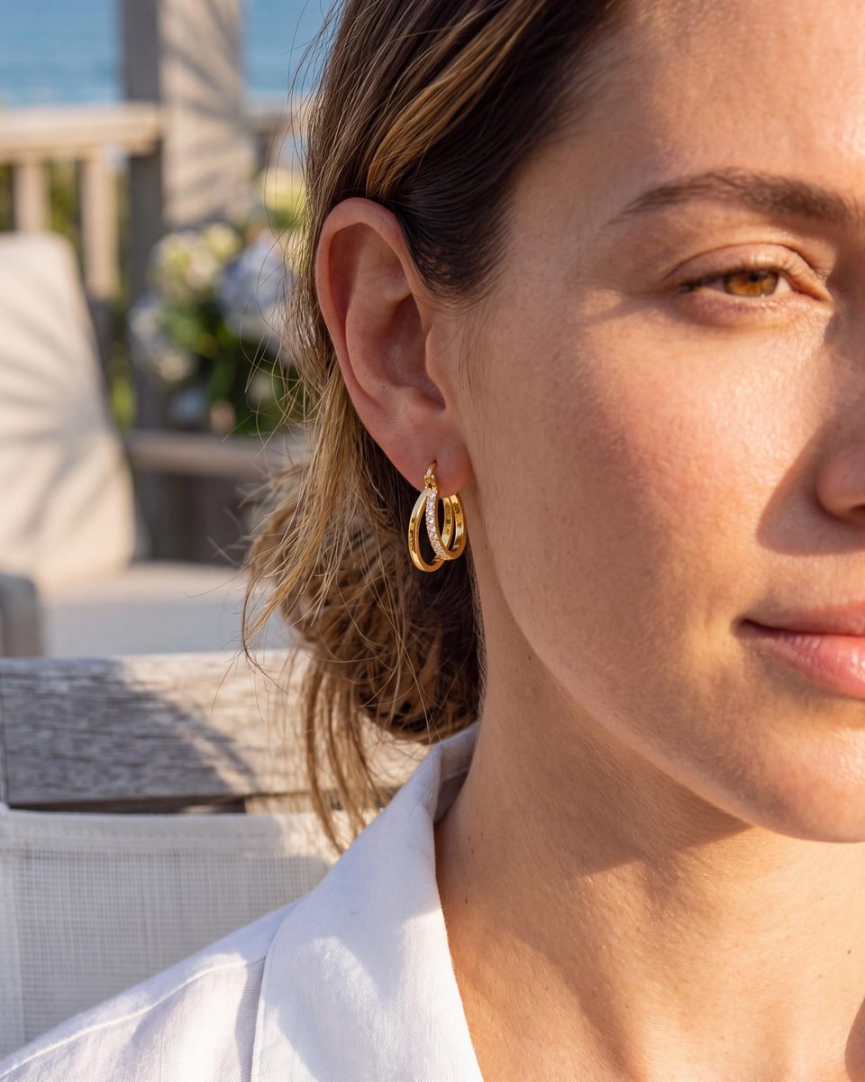 Trendy 14K Gold Huggie Earrings – photo 8