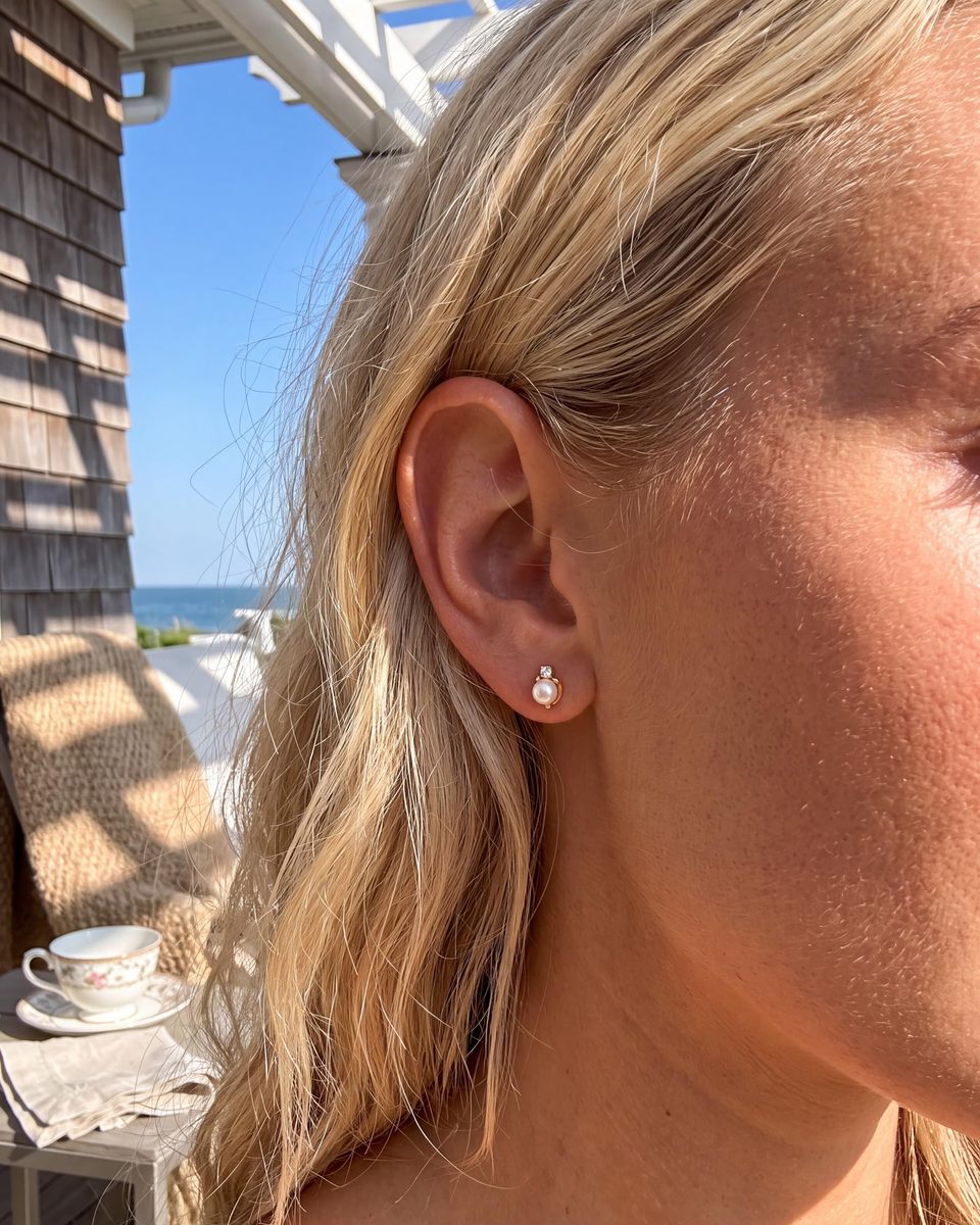 Trendy 14K Gold Stud Earrings – photo 2
