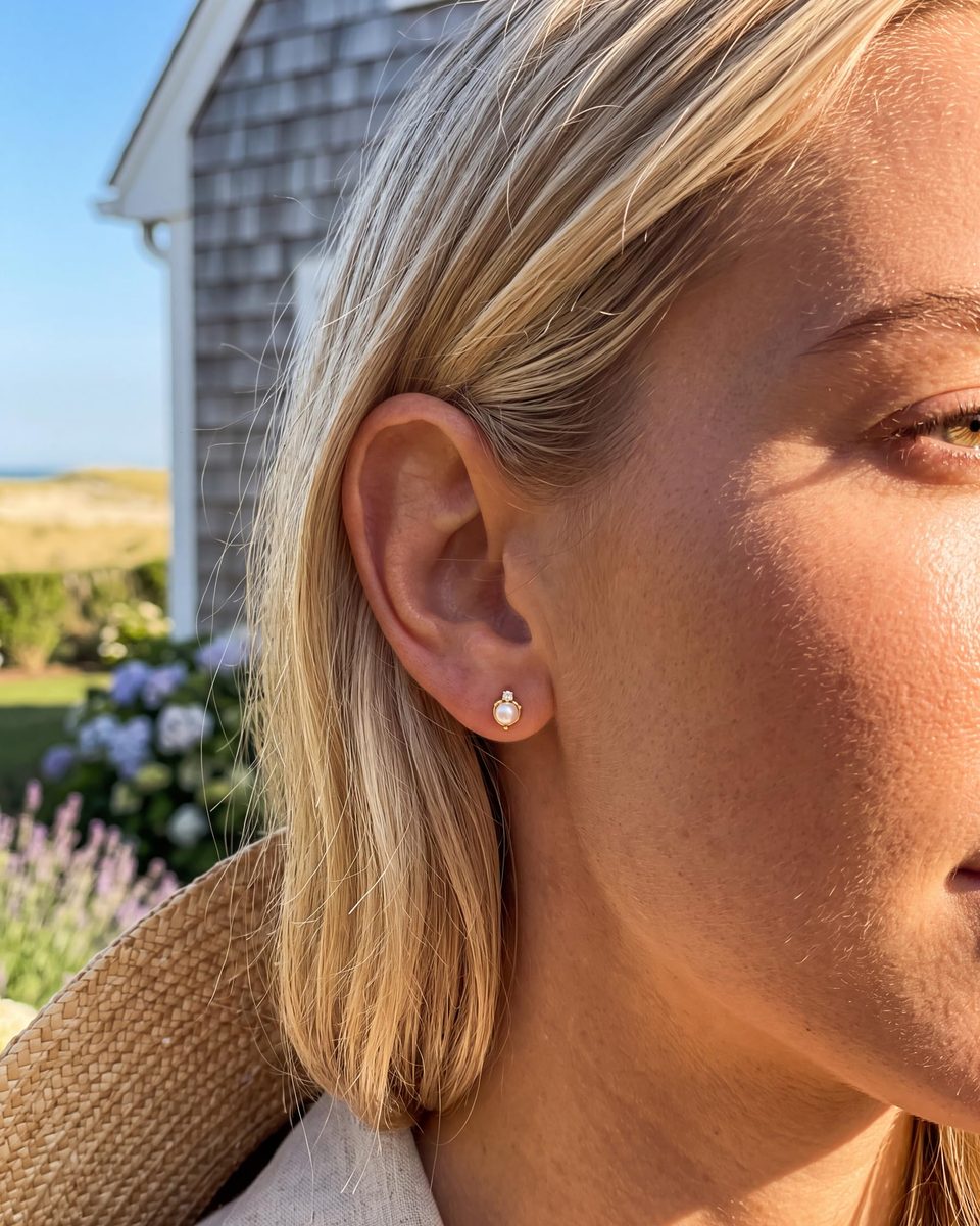 Trendy 14K Gold Stud Earrings – photo 3