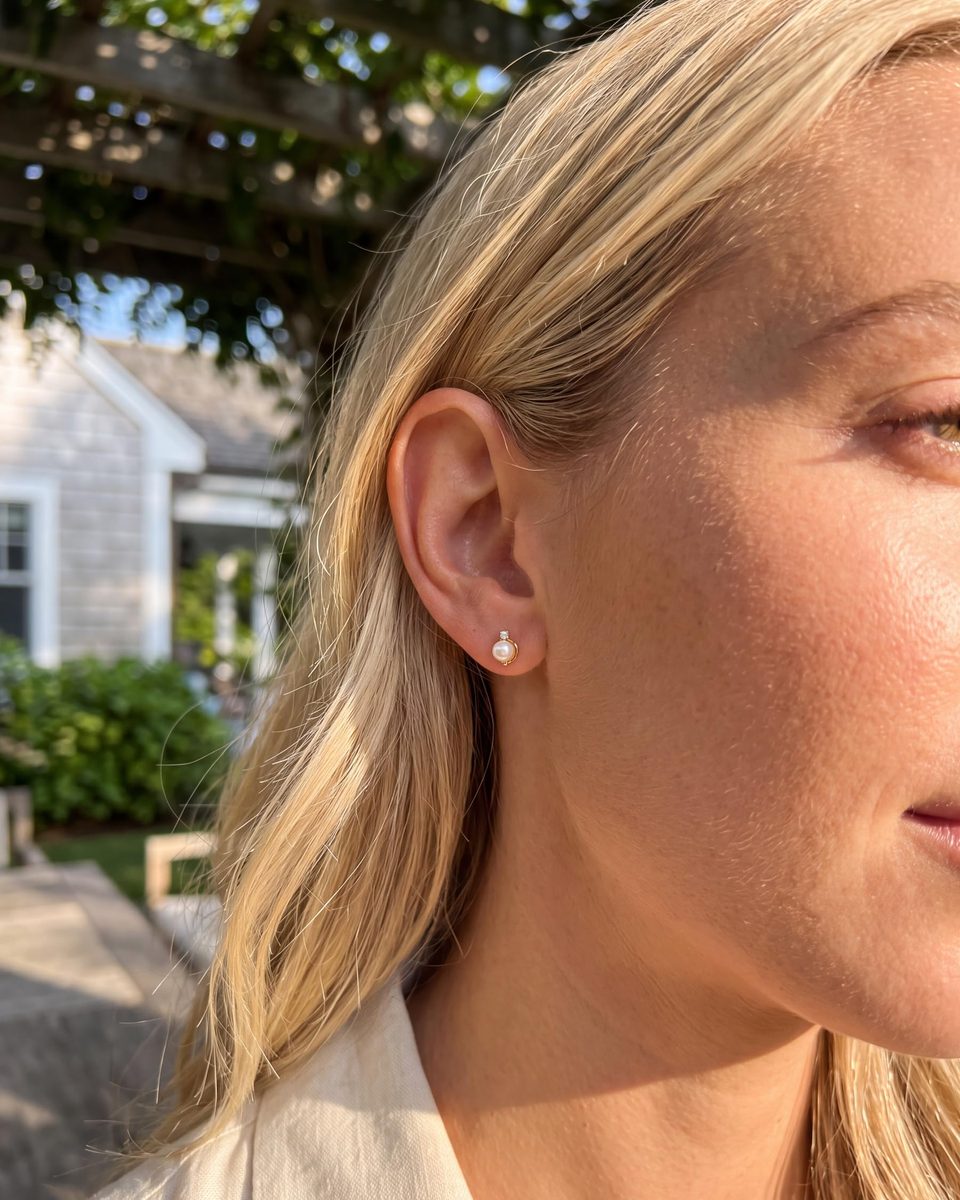 Trendy 14K Gold Stud Earrings – photo 4