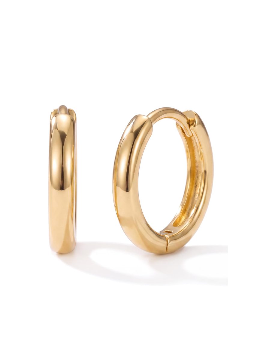 Trendy 14K Gold Huggie Earrings