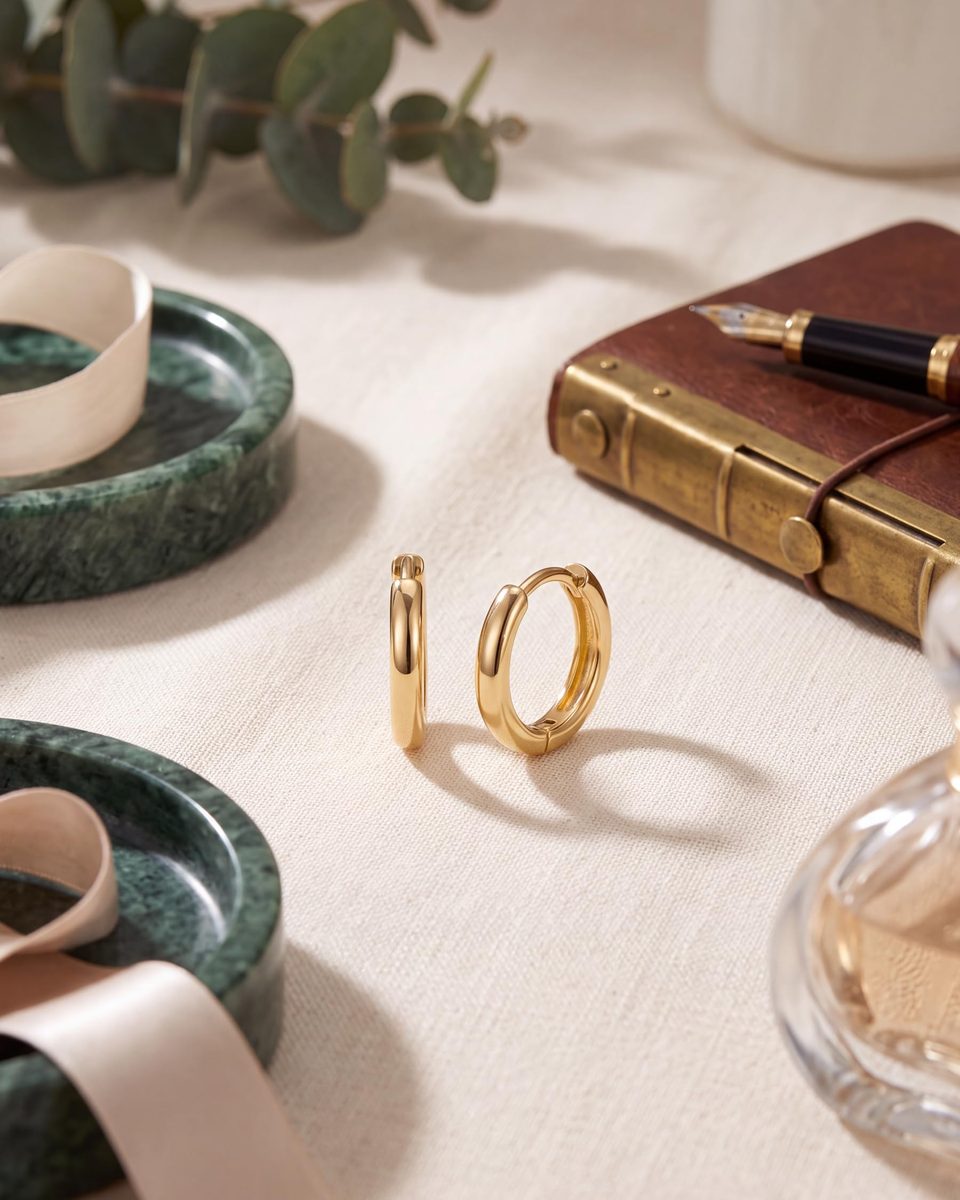 Trendy 14K Gold Huggie Earrings – photo 5