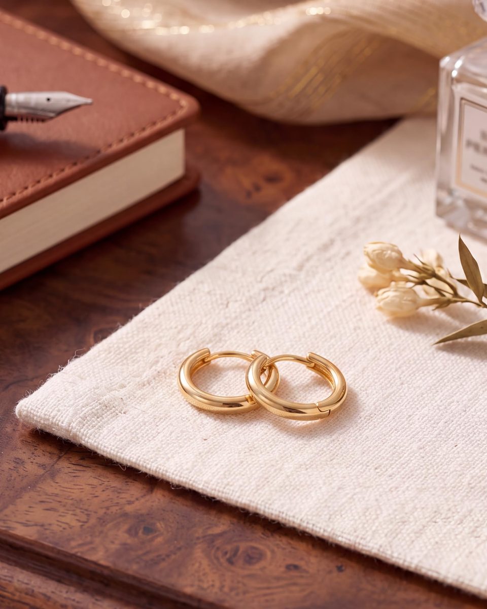 Trendy 14K Gold Huggie Earrings – photo 6