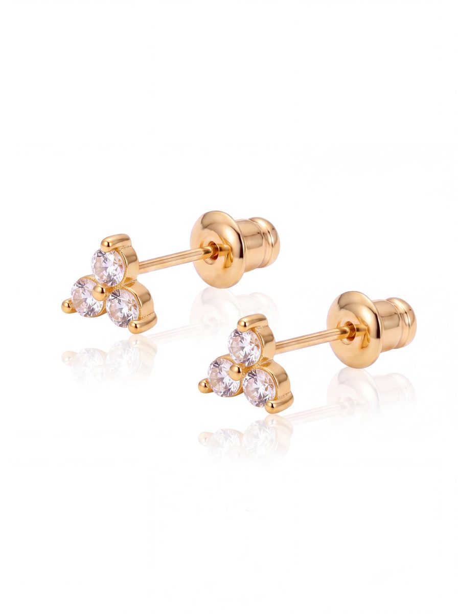 Trendy 14K Gold Stud Earrings