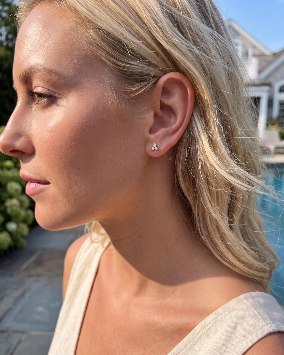 Trendy 14K Gold Stud Earrings – photo 7