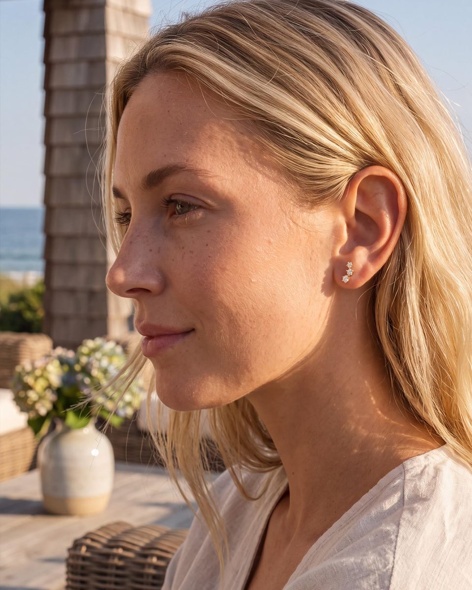 Dainty 14K Gold Stud Earrings – photo 2