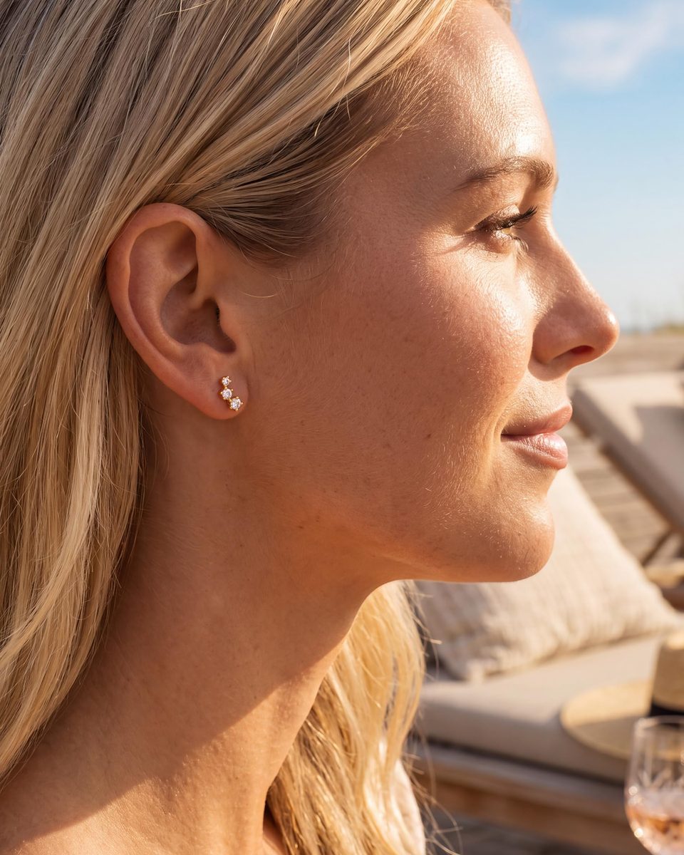 Dainty 14K Gold Stud Earrings – photo 3