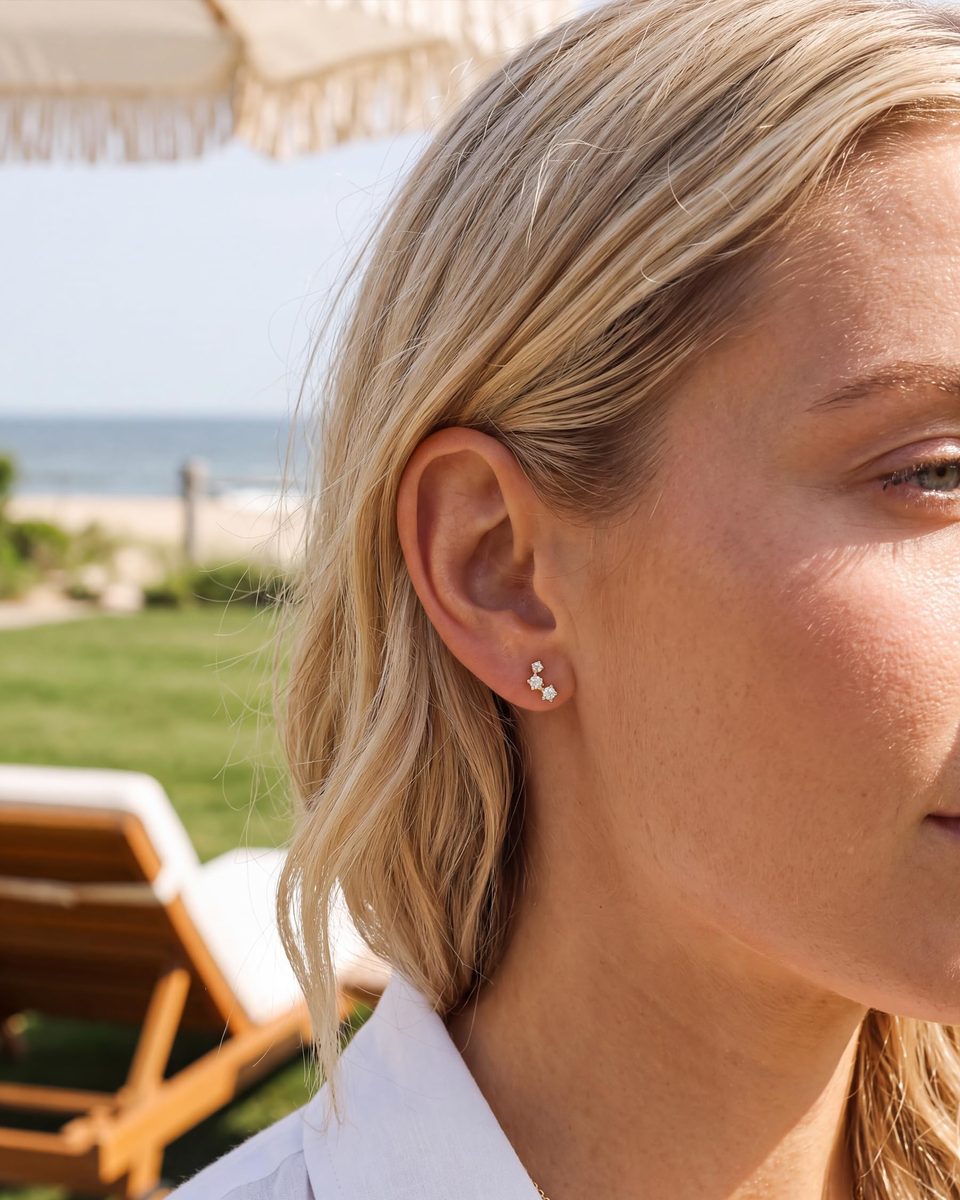 Dainty 14K Gold Stud Earrings – photo 4
