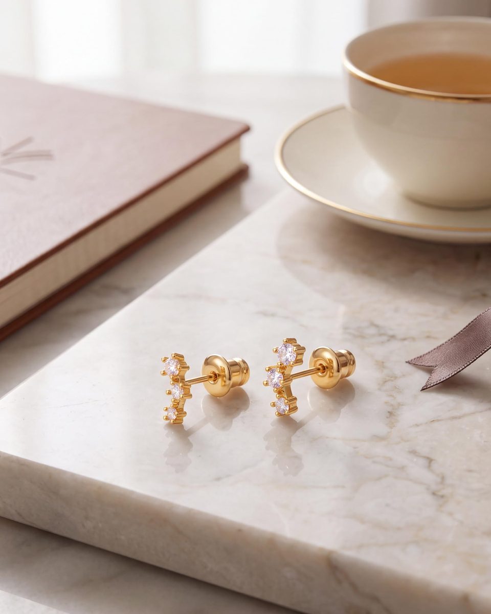 Dainty 14K Gold Stud Earrings – photo 5