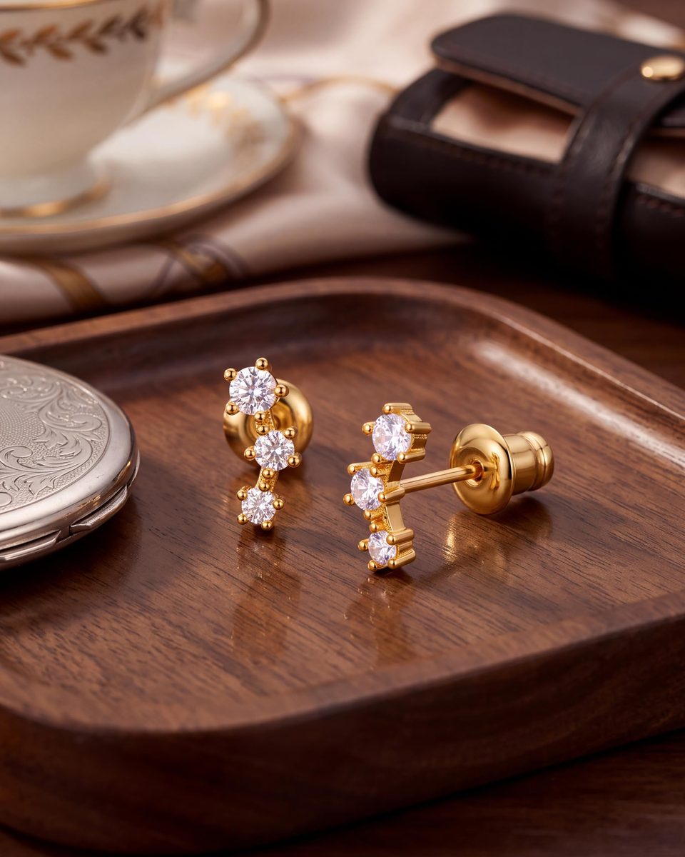 Dainty 14K Gold Stud Earrings – photo 9