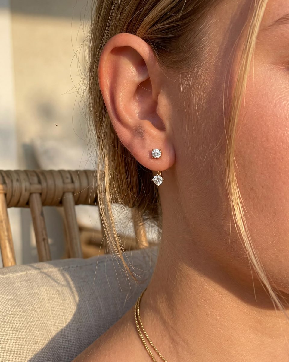 Dainty 14K Gold Stud Earrings – photo 2