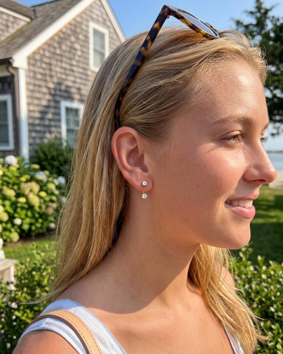 Dainty 14K Gold Stud Earrings – photo 3