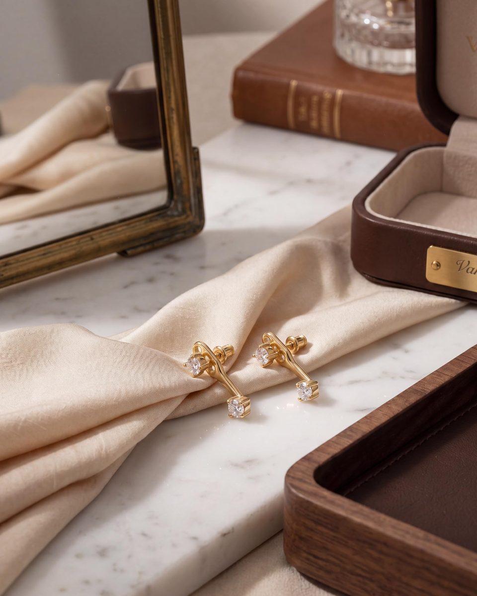 Dainty 14K Gold Stud Earrings – photo 9
