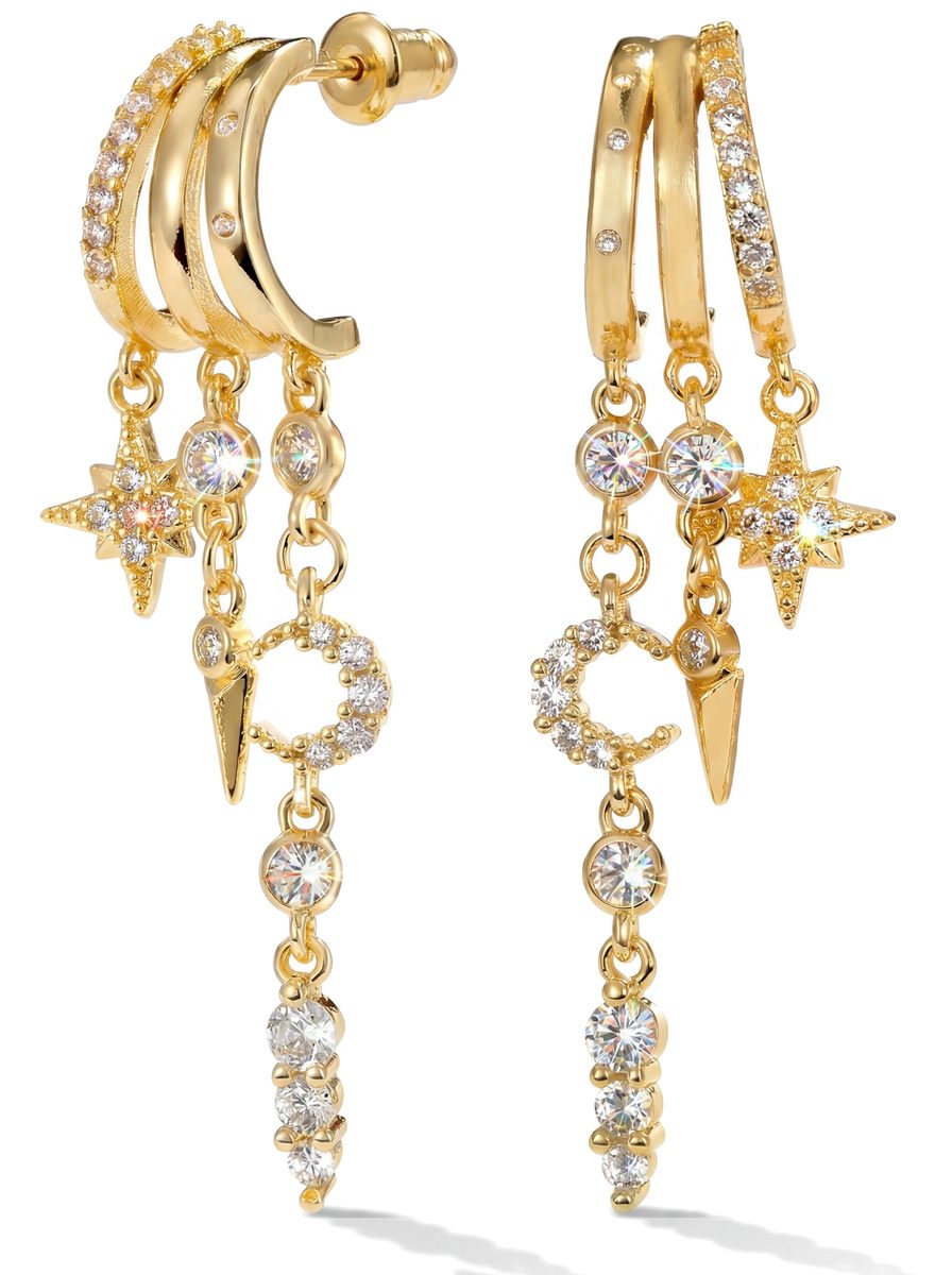 Trendy 14K Gold Stud Earrings