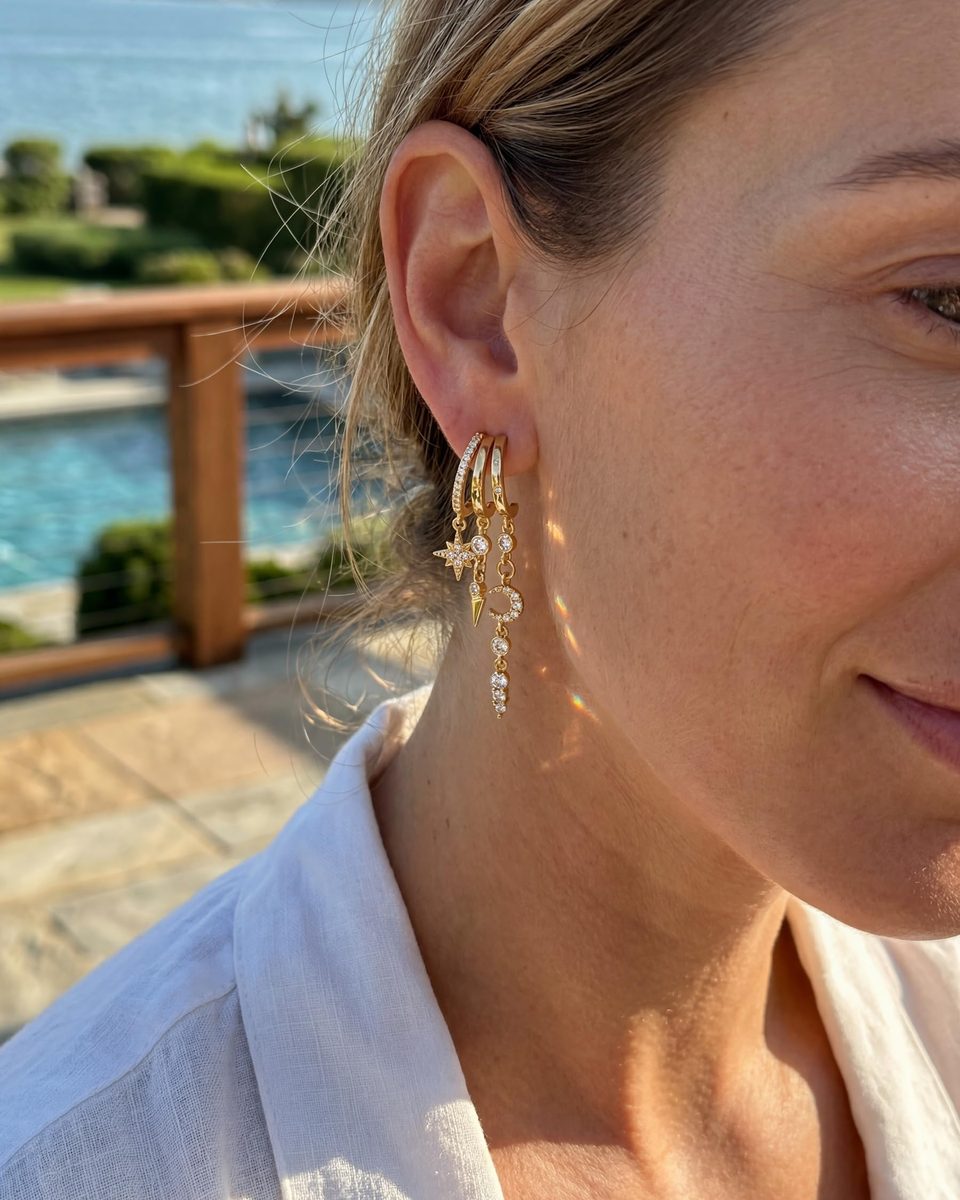 Trendy 14K Gold Stud Earrings – photo 4