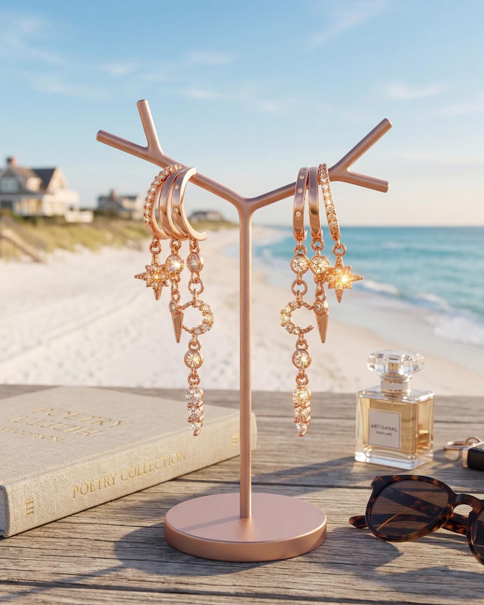 Trendy Rose Gold Dangle Earrings – photo 7