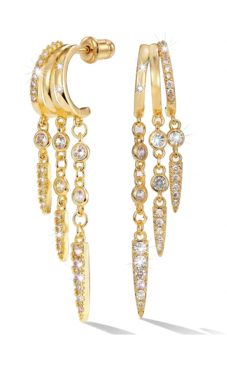 Trendy 14K Gold Huggie Earrings
