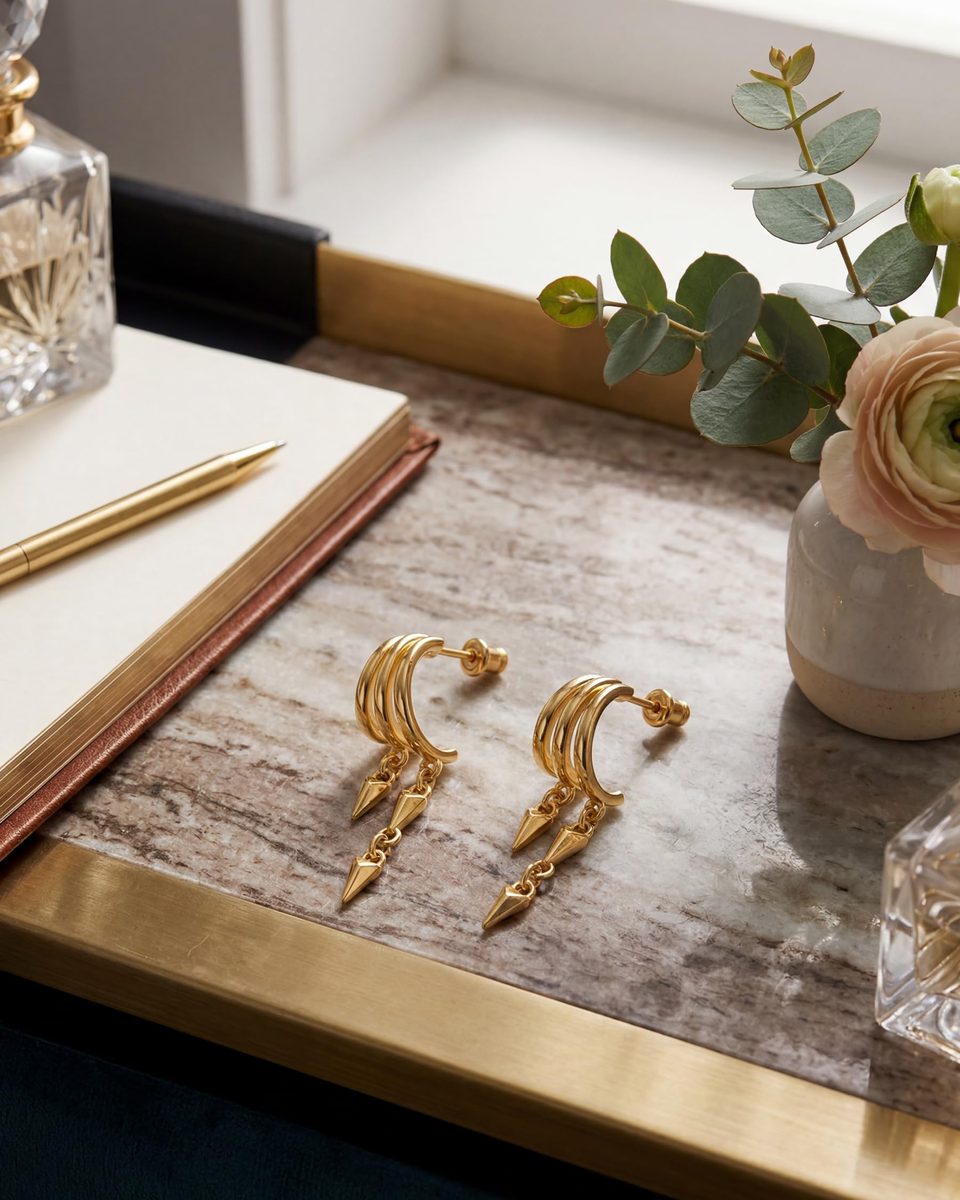Trendy 14K Gold Drop Earrings – photo 5