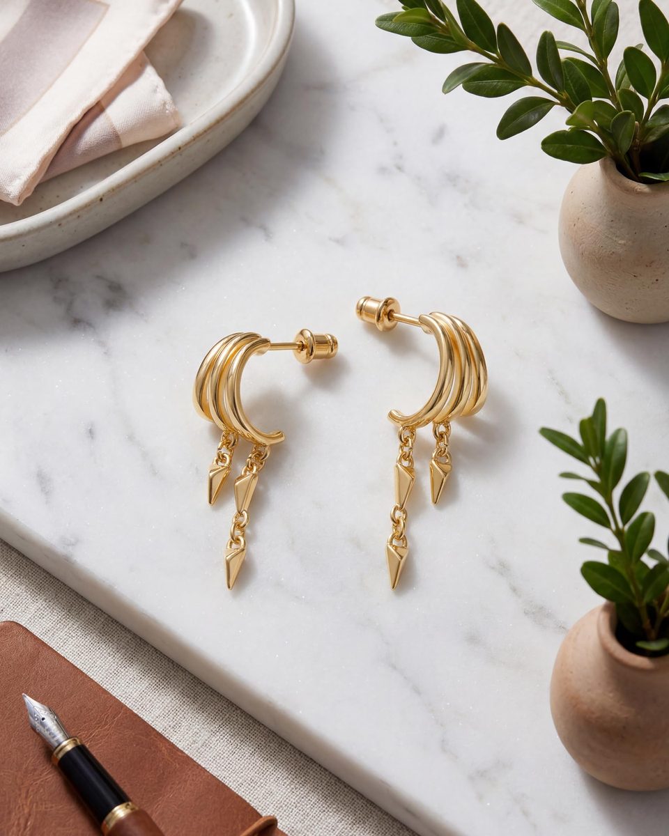 Trendy 14K Gold Drop Earrings – photo 6
