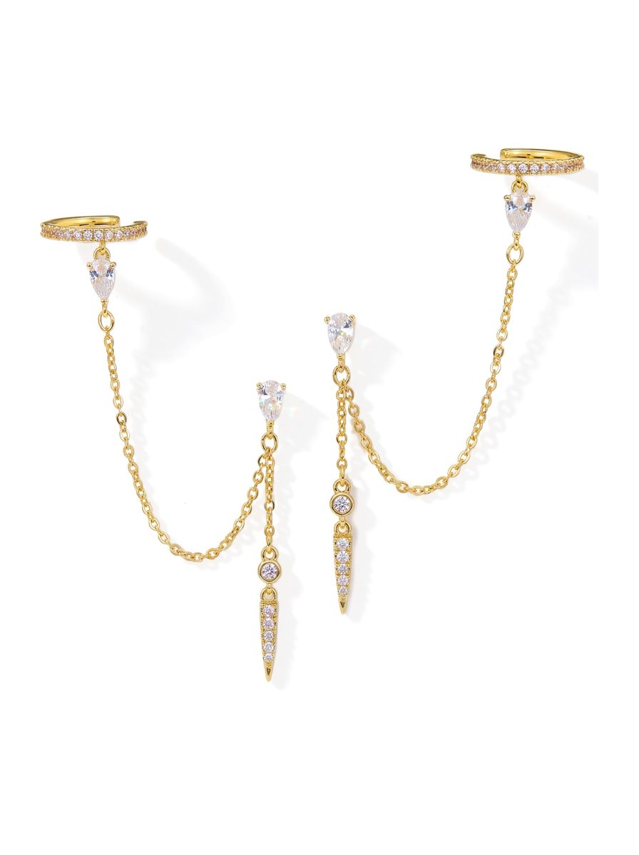 Trendy 14K Gold Ear Cuff Earrings