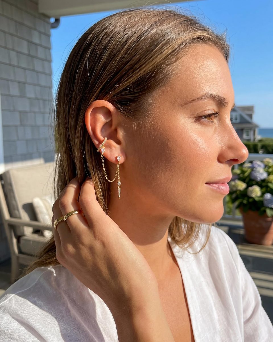 Trendy 14K Gold Ear Cuff Earrings – photo 4