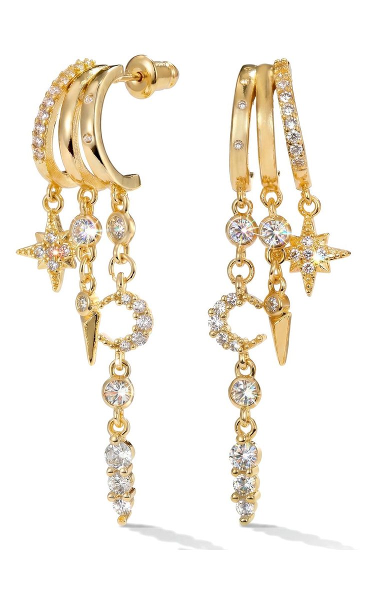 Trendy 14K Gold Dangle Earrings