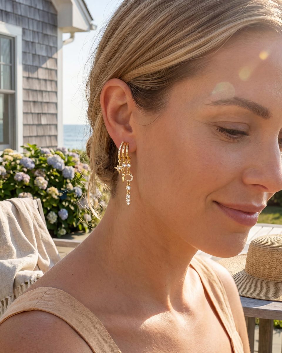 Trendy 14K Gold Dangle Earrings – photo 2