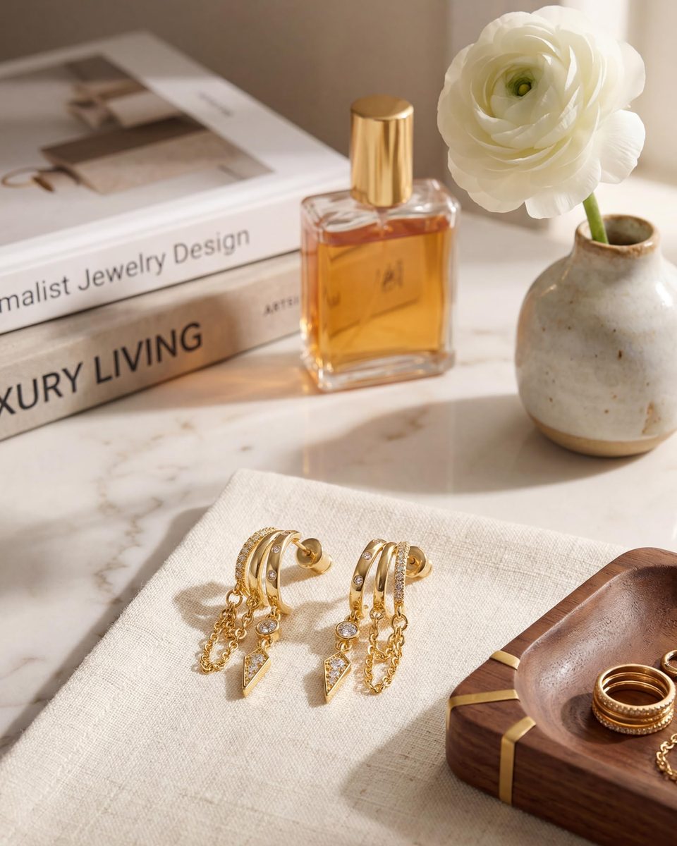 Trendy 14K Gold Huggie Earrings – photo 6