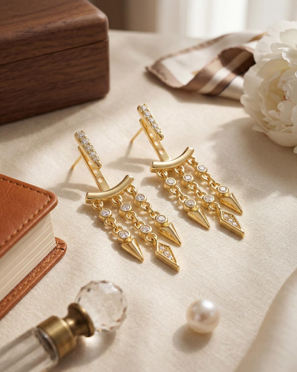 Trendy 14K Gold Dangle Earrings – photo 5