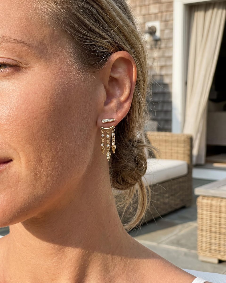 Trendy 14K Gold Dangle Earrings – photo 7