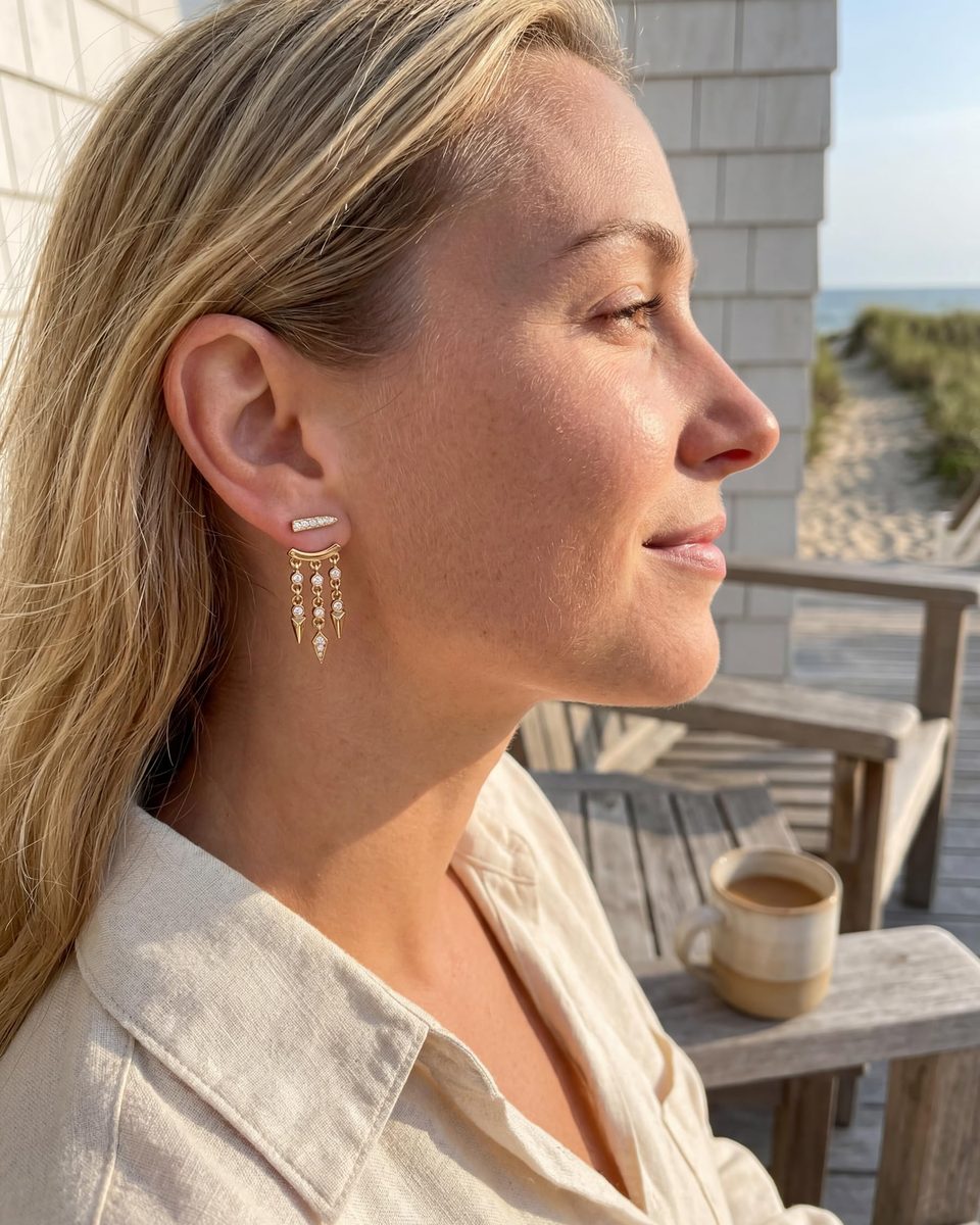 Trendy 14K Gold Dangle Earrings – photo 8