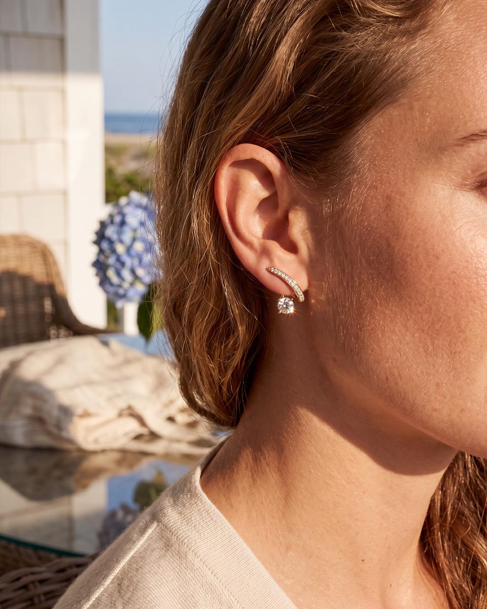Trendy 14K Gold Stud Earrings – photo 3