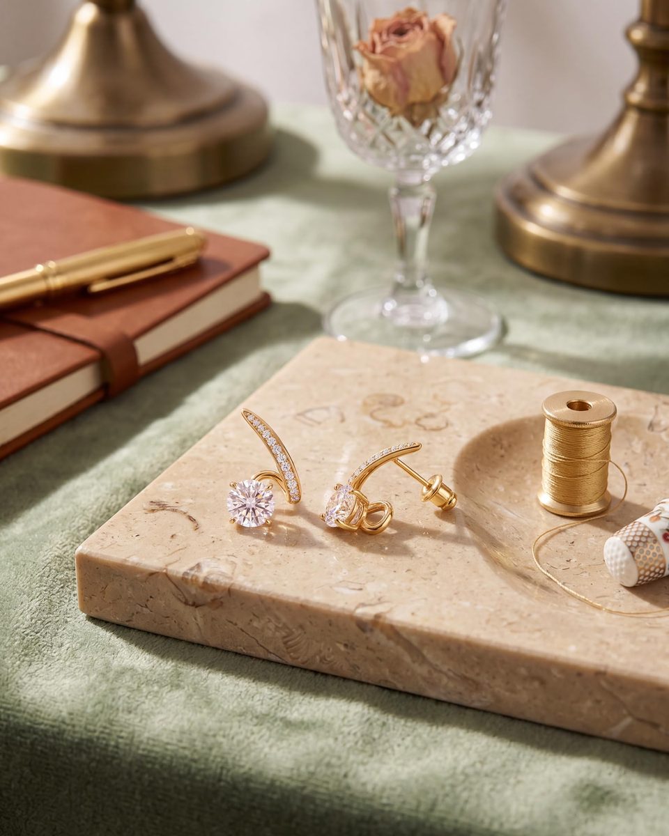 Trendy 14K Gold Stud Earrings – photo 5