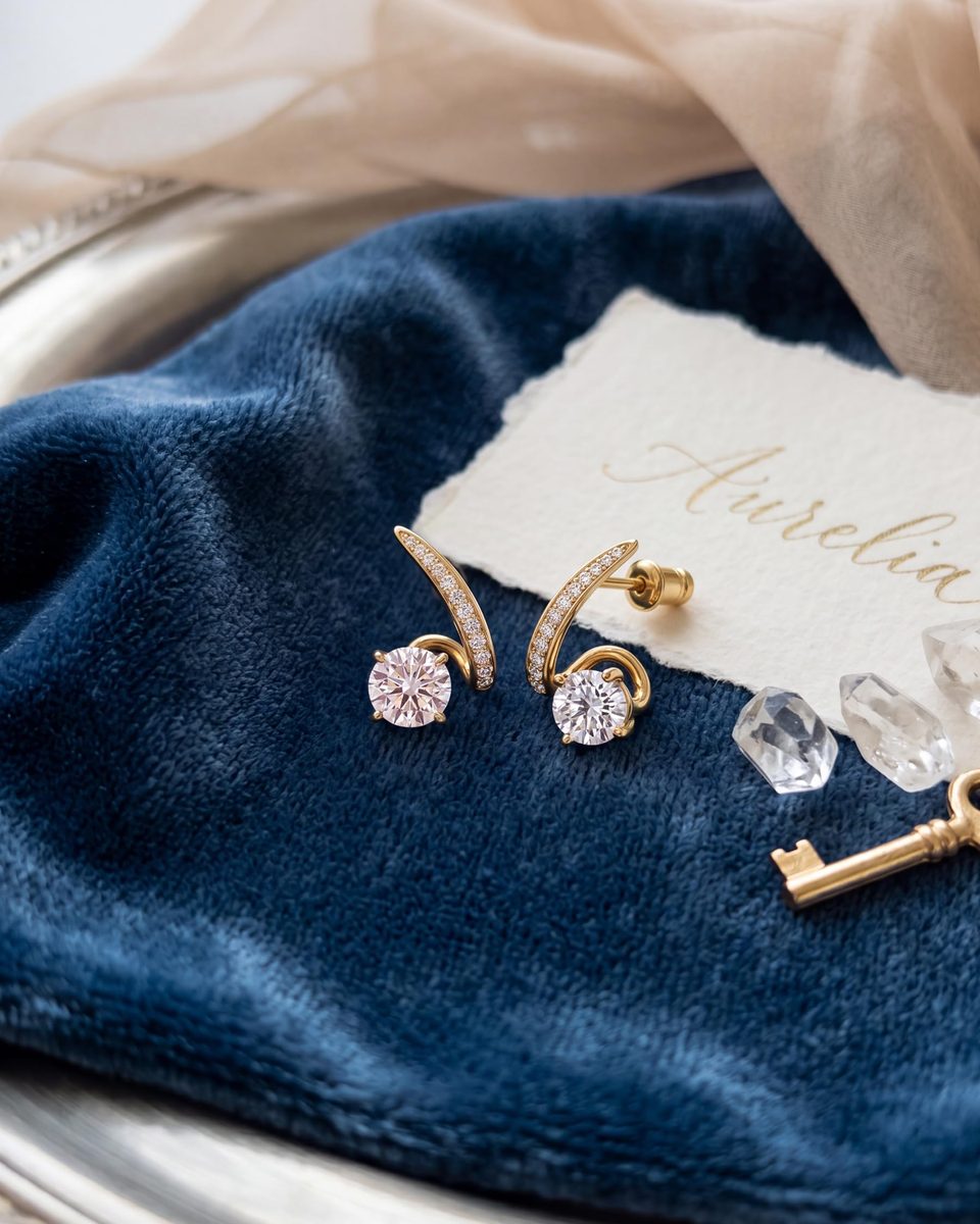 Trendy 14K Gold Stud Earrings – photo 6