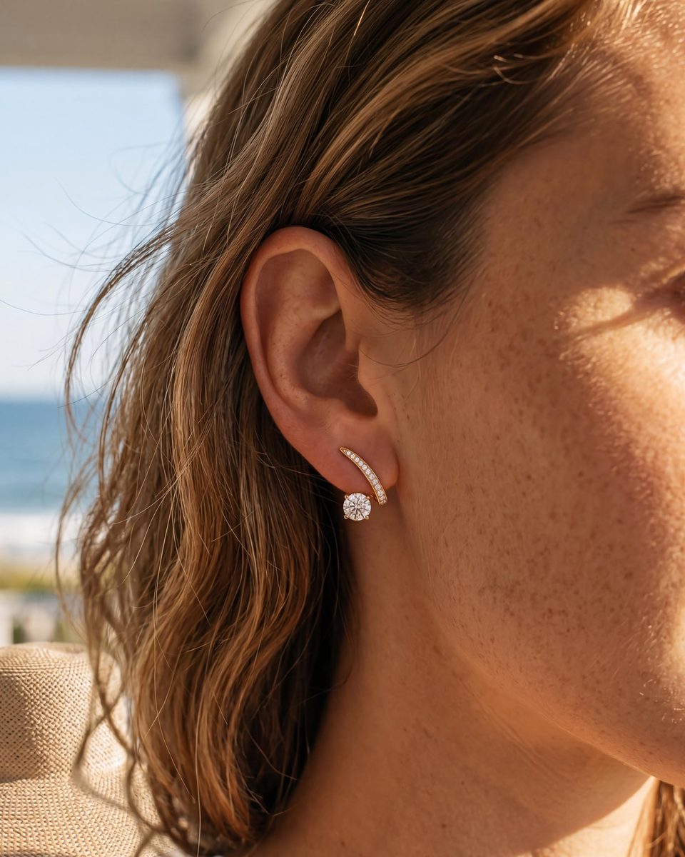 Trendy 14K Gold Stud Earrings – photo 7