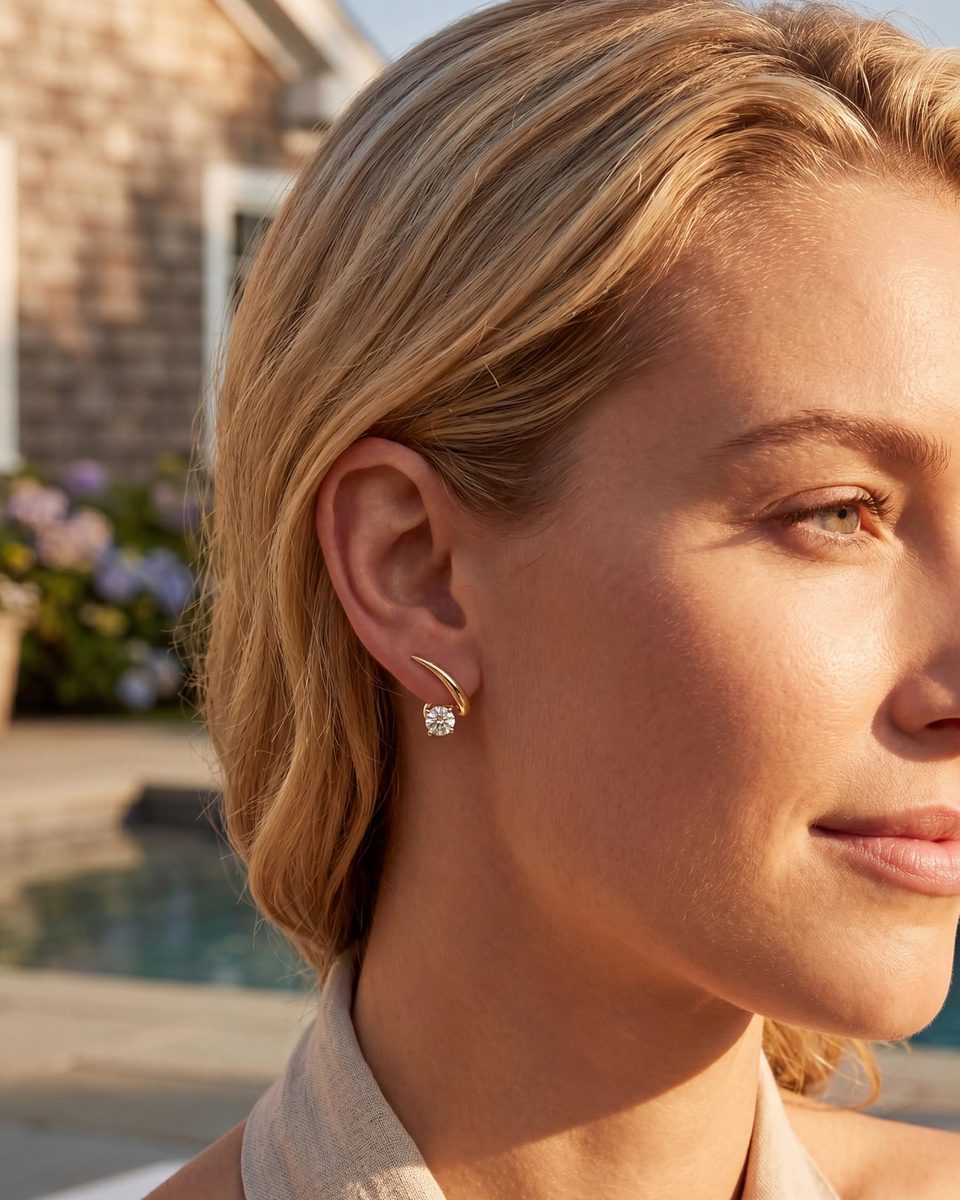Trendy 14K Gold Stud Earrings – photo 3