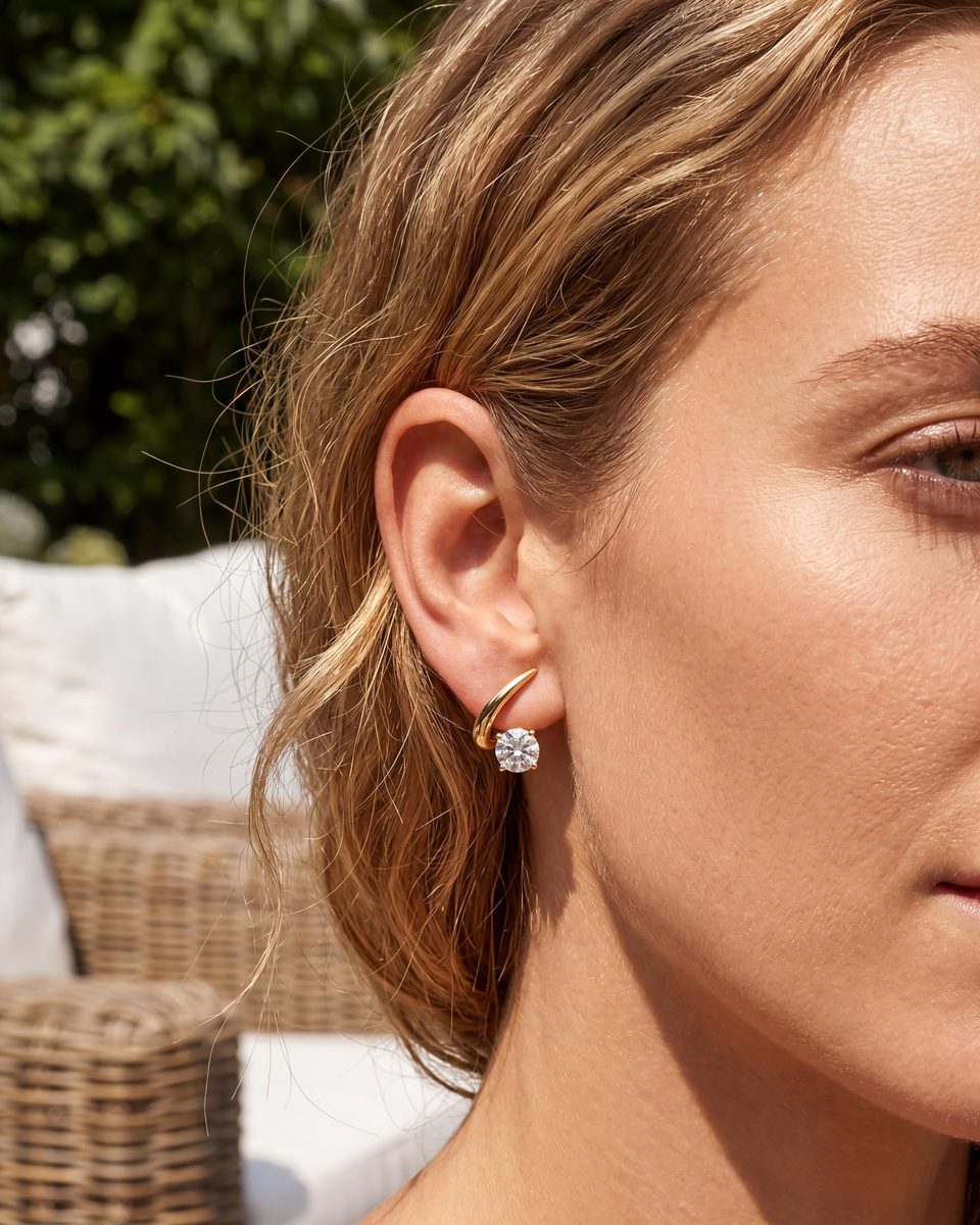 Trendy 14K Gold Stud Earrings – photo 4