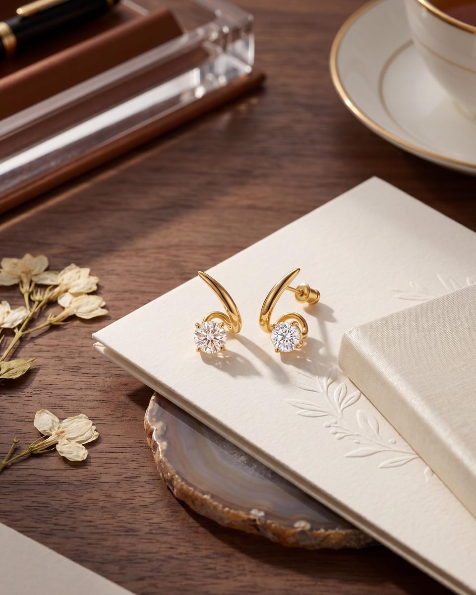 Trendy 14K Gold Stud Earrings – photo 6