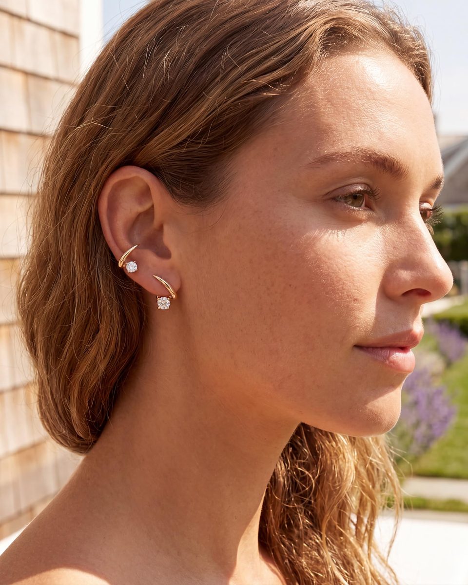 Trendy 14K Gold Stud Earrings – photo 7