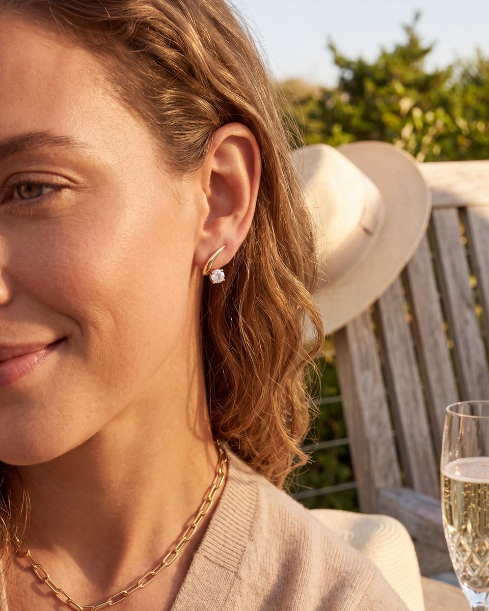 Trendy 14K Gold Stud Earrings – photo 8