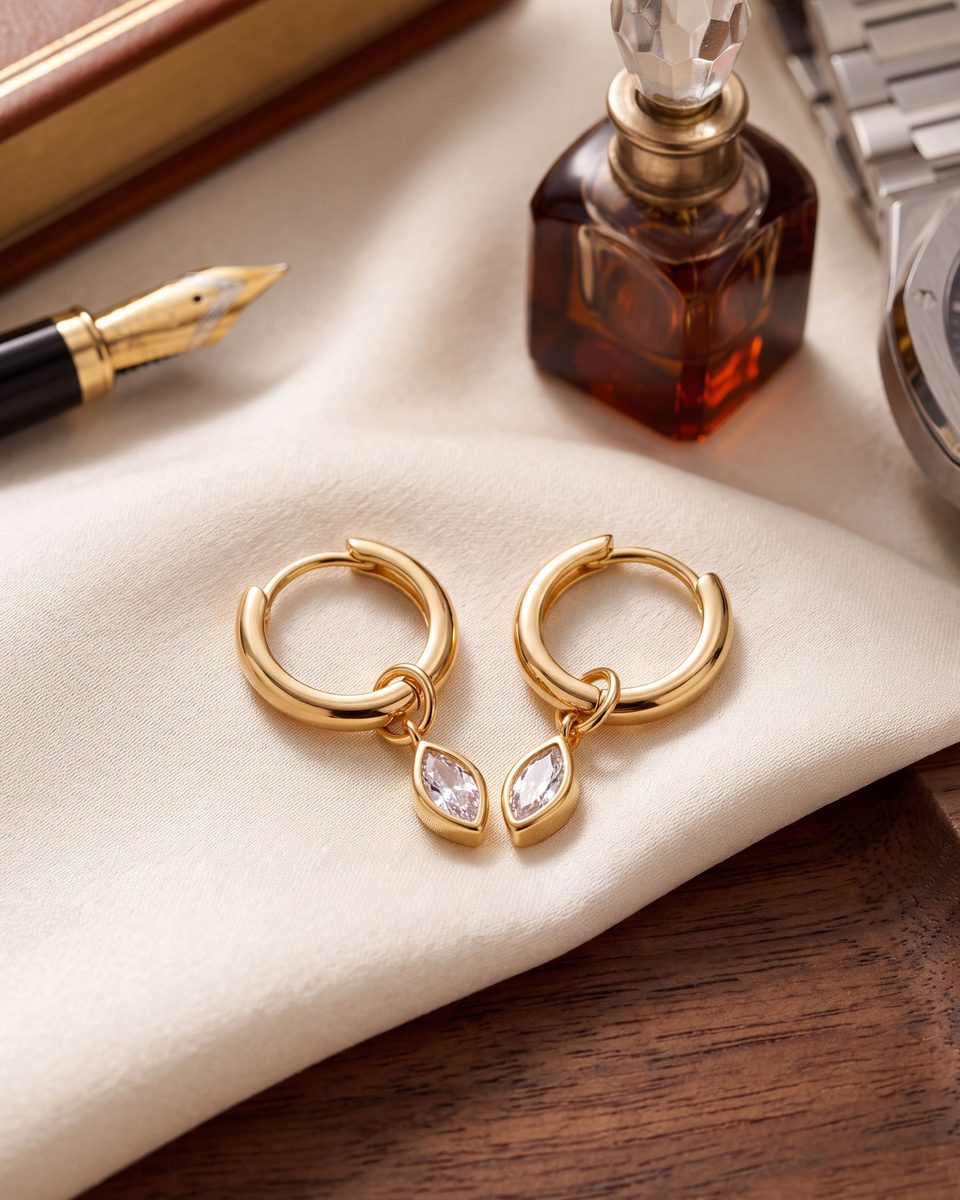 Trendy 14K Gold Huggie Earrings – photo 6