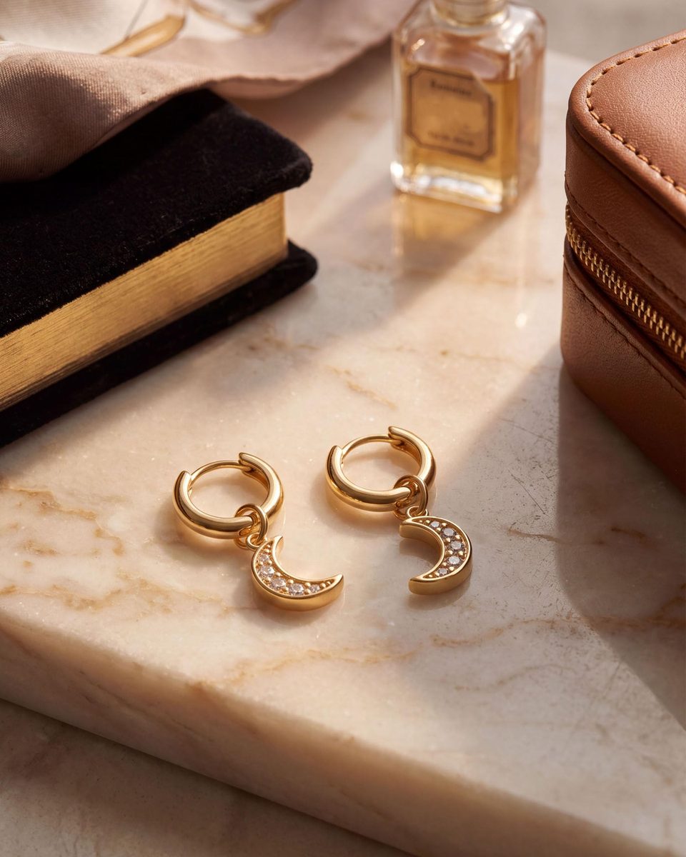 Trendy 14K Gold Huggie Earrings – photo 6